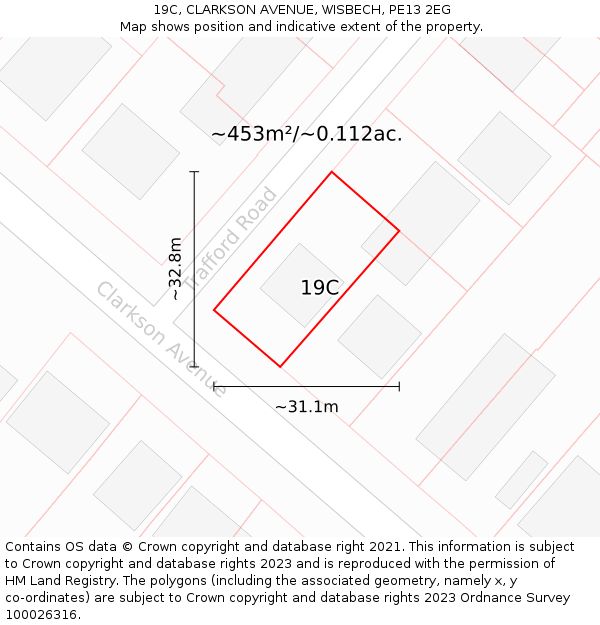 19C, CLARKSON AVENUE, WISBECH, PE13 2EG: Plot and title map