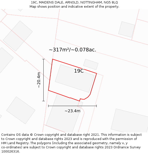 19C, MAIDENS DALE, ARNOLD, NOTTINGHAM, NG5 8LQ: Plot and title map