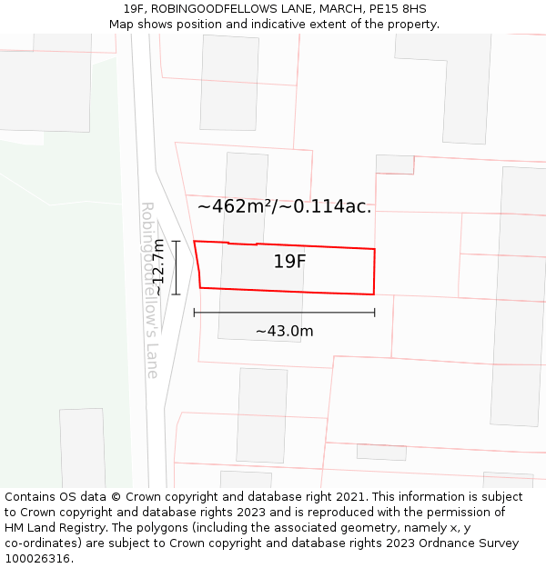 19F, ROBINGOODFELLOWS LANE, MARCH, PE15 8HS: Plot and title map