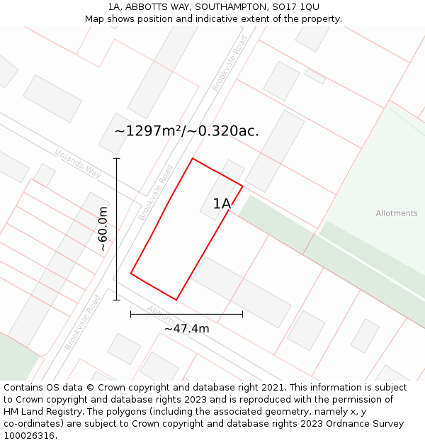 1A, ABBOTTS WAY, SOUTHAMPTON, SO17 1QU: Plot and title map