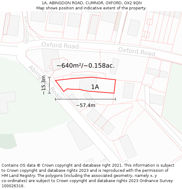 1A, ABINGDON ROAD, CUMNOR, OXFORD, OX2 9QN: Plot and title map