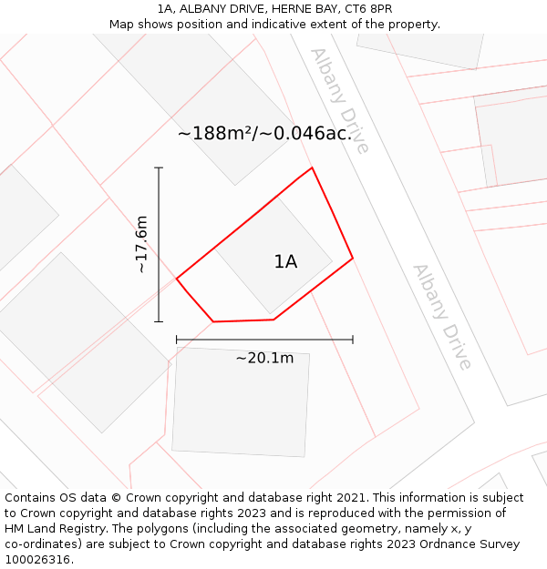 1A, ALBANY DRIVE, HERNE BAY, CT6 8PR: Plot and title map