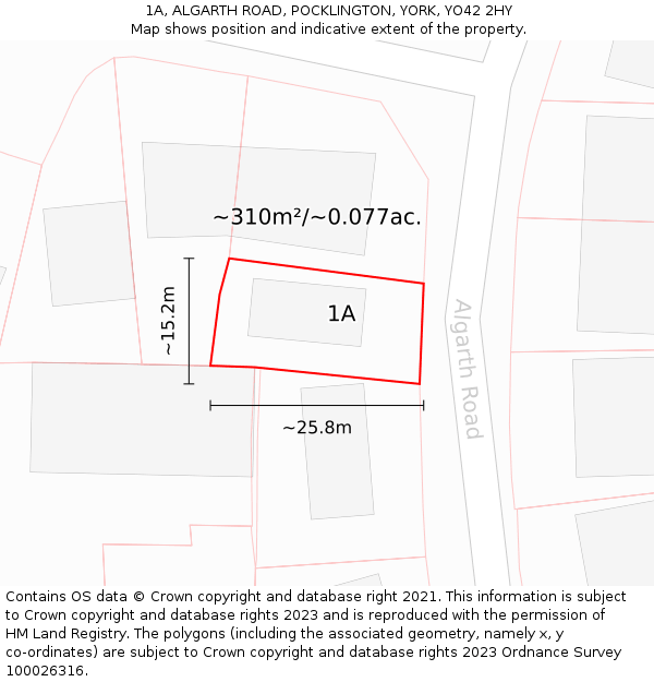 1A, ALGARTH ROAD, POCKLINGTON, YORK, YO42 2HY: Plot and title map