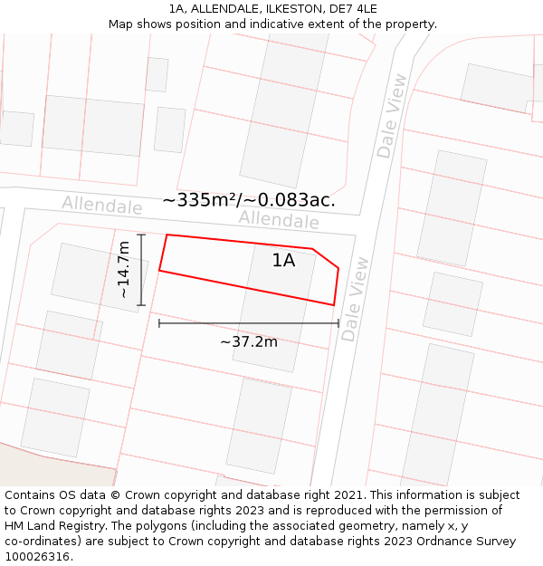 1A, ALLENDALE, ILKESTON, DE7 4LE: Plot and title map