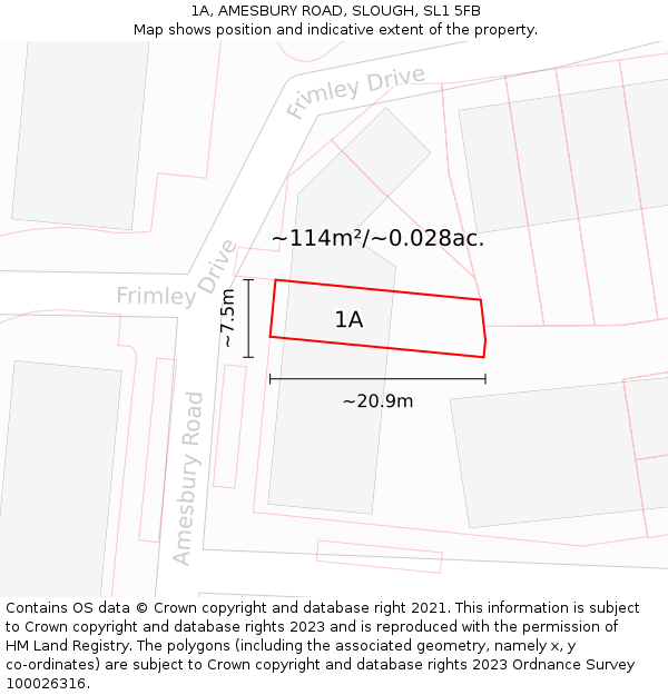 1A, AMESBURY ROAD, SLOUGH, SL1 5FB: Plot and title map