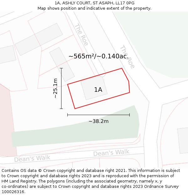 1A, ASHLY COURT, ST ASAPH, LL17 0PG: Plot and title map