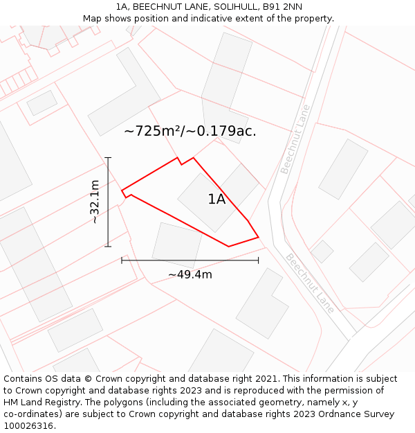 1A, BEECHNUT LANE, SOLIHULL, B91 2NN: Plot and title map