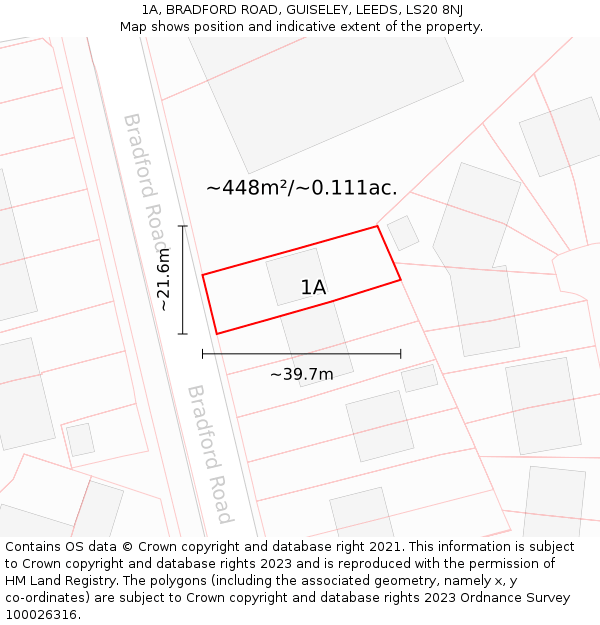 1A, BRADFORD ROAD, GUISELEY, LEEDS, LS20 8NJ: Plot and title map