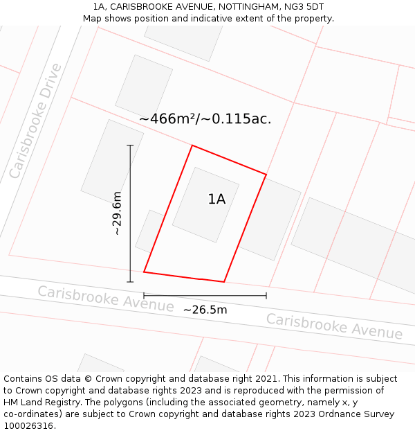 1A, CARISBROOKE AVENUE, NOTTINGHAM, NG3 5DT: Plot and title map