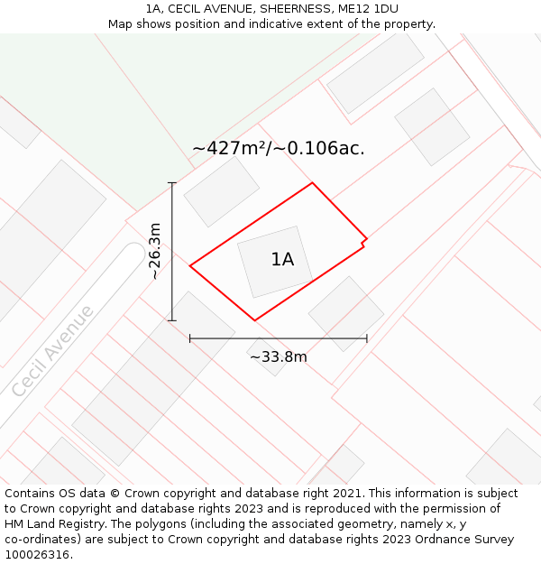 1A, CECIL AVENUE, SHEERNESS, ME12 1DU: Plot and title map