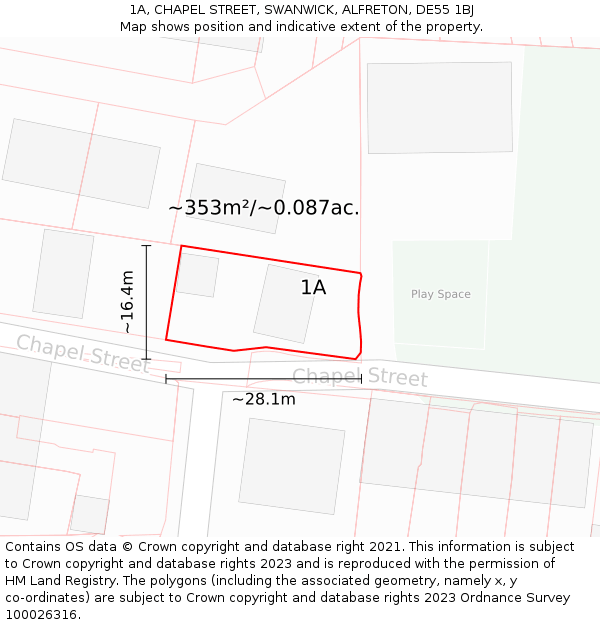 1A, CHAPEL STREET, SWANWICK, ALFRETON, DE55 1BJ: Plot and title map