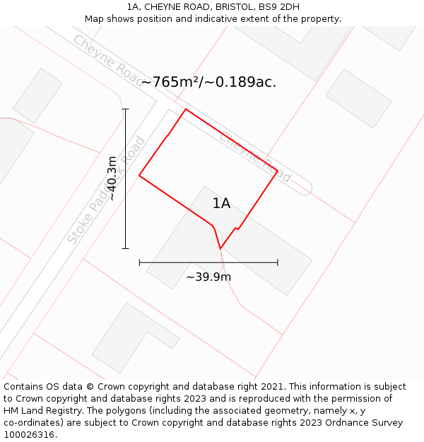 1A, CHEYNE ROAD, BRISTOL, BS9 2DH: Plot and title map