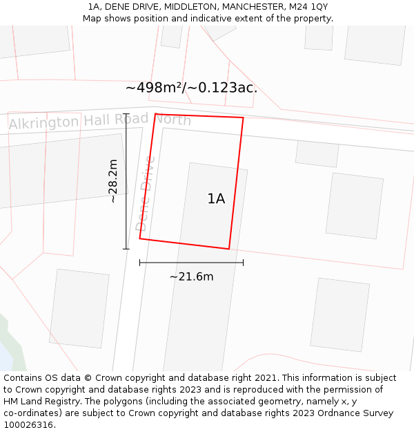 1A, DENE DRIVE, MIDDLETON, MANCHESTER, M24 1QY: Plot and title map