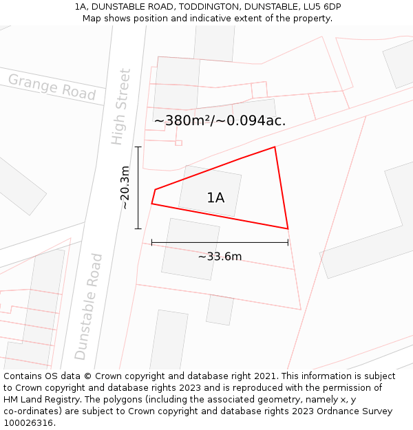 1A, DUNSTABLE ROAD, TODDINGTON, DUNSTABLE, LU5 6DP: Plot and title map