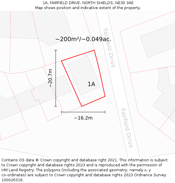 1A, FAIRFIELD DRIVE, NORTH SHIELDS, NE30 3AE: Plot and title map