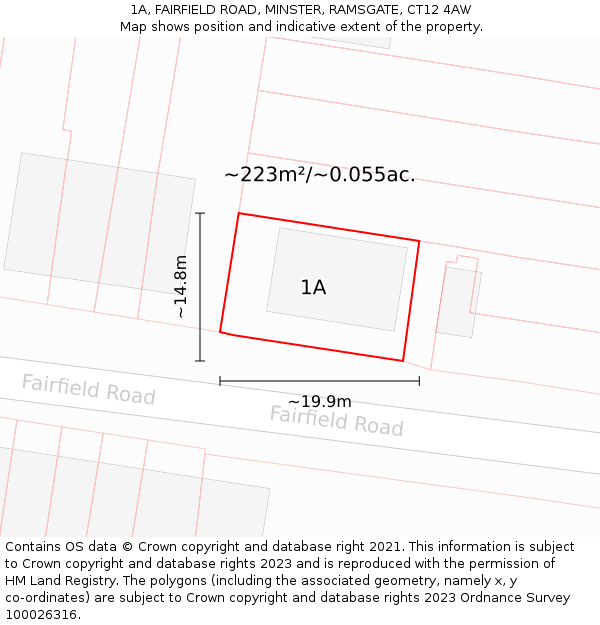 1A, FAIRFIELD ROAD, MINSTER, RAMSGATE, CT12 4AW: Plot and title map