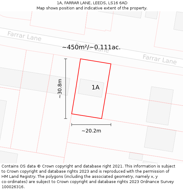 1A, FARRAR LANE, LEEDS, LS16 6AD: Plot and title map