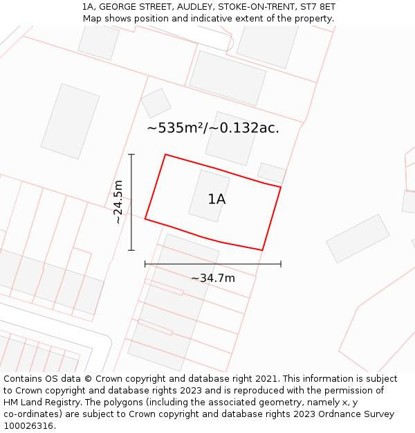 1A, GEORGE STREET, AUDLEY, STOKE-ON-TRENT, ST7 8ET: Plot and title map