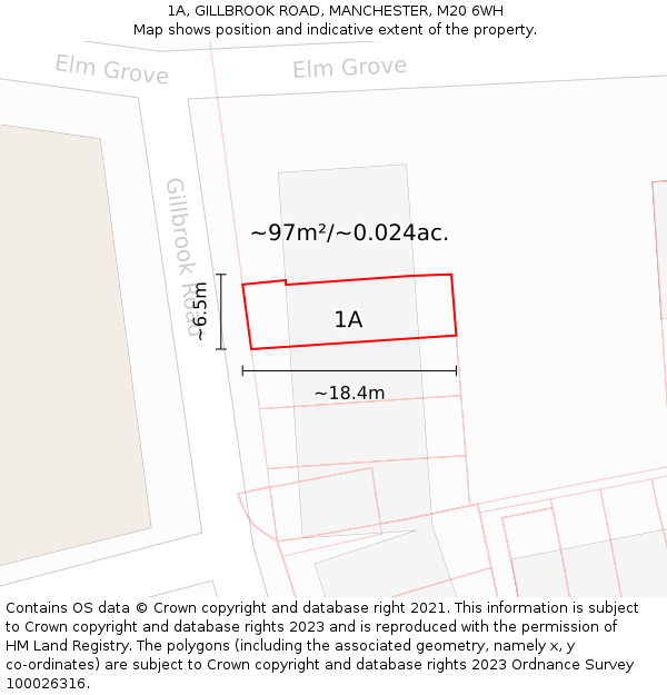 1A, GILLBROOK ROAD, MANCHESTER, M20 6WH: Plot and title map