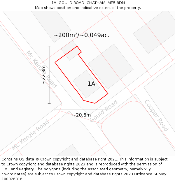 1A, GOULD ROAD, CHATHAM, ME5 8DN: Plot and title map