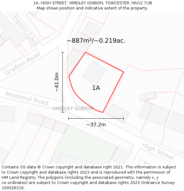 1A, HIGH STREET, YARDLEY GOBION, TOWCESTER, NN12 7UB: Plot and title map