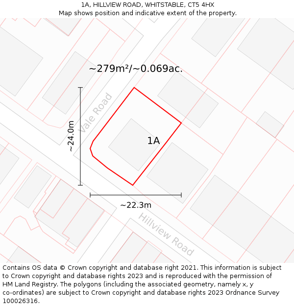 1A, HILLVIEW ROAD, WHITSTABLE, CT5 4HX: Plot and title map