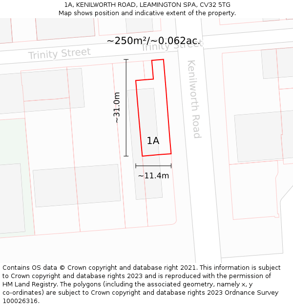 1A, KENILWORTH ROAD, LEAMINGTON SPA, CV32 5TG: Plot and title map