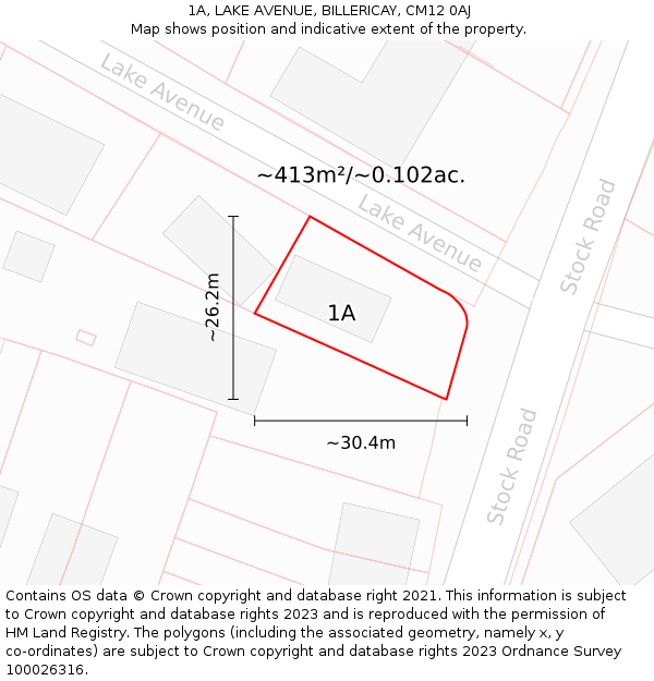 1A, LAKE AVENUE, BILLERICAY, CM12 0AJ: Plot and title map