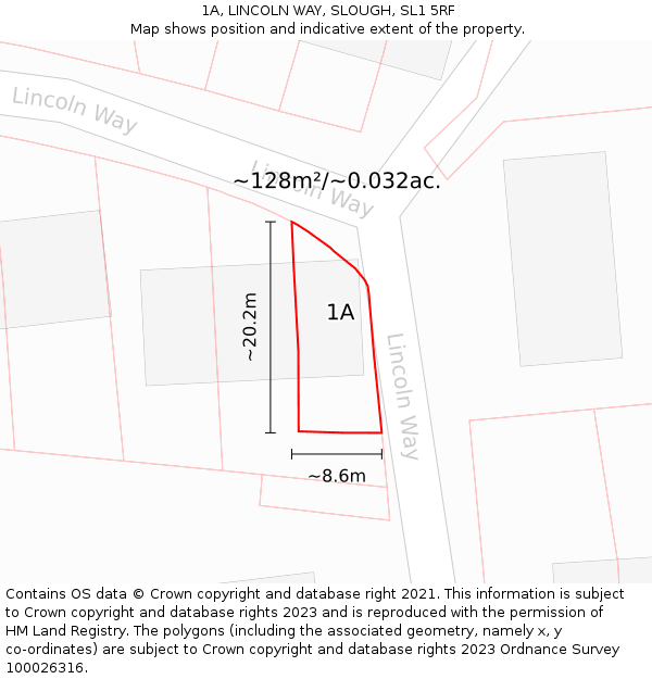 1A, LINCOLN WAY, SLOUGH, SL1 5RF: Plot and title map