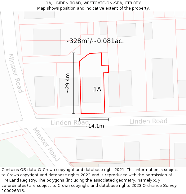 1A, LINDEN ROAD, WESTGATE-ON-SEA, CT8 8BY: Plot and title map