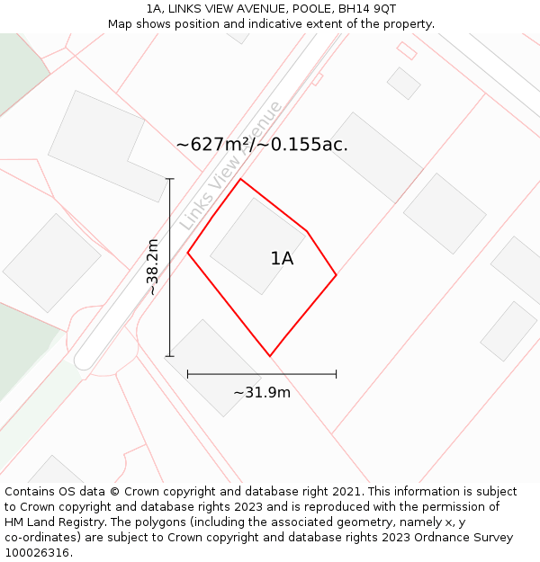 1A, LINKS VIEW AVENUE, POOLE, BH14 9QT: Plot and title map