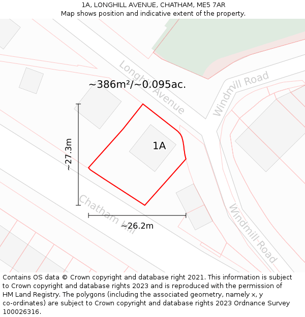 1A, LONGHILL AVENUE, CHATHAM, ME5 7AR: Plot and title map