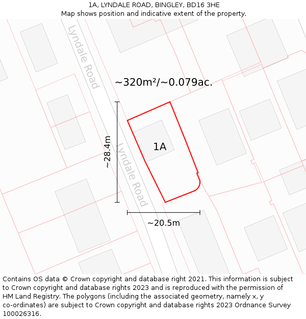 1A, LYNDALE ROAD, BINGLEY, BD16 3HE: Plot and title map