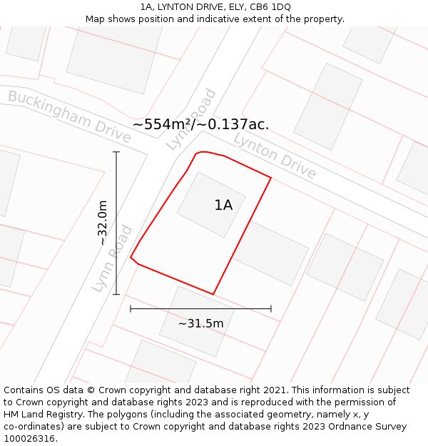 1A, LYNTON DRIVE, ELY, CB6 1DQ: Plot and title map