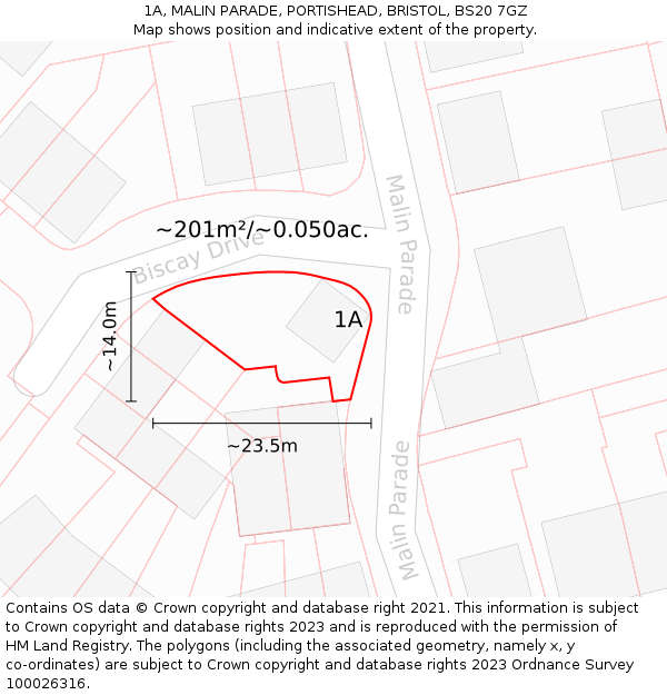 1A, MALIN PARADE, PORTISHEAD, BRISTOL, BS20 7GZ: Plot and title map