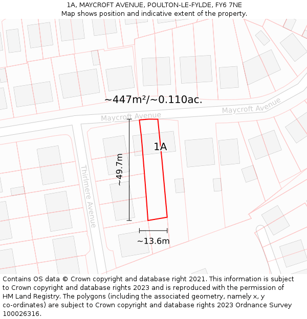 1A, MAYCROFT AVENUE, POULTON-LE-FYLDE, FY6 7NE: Plot and title map
