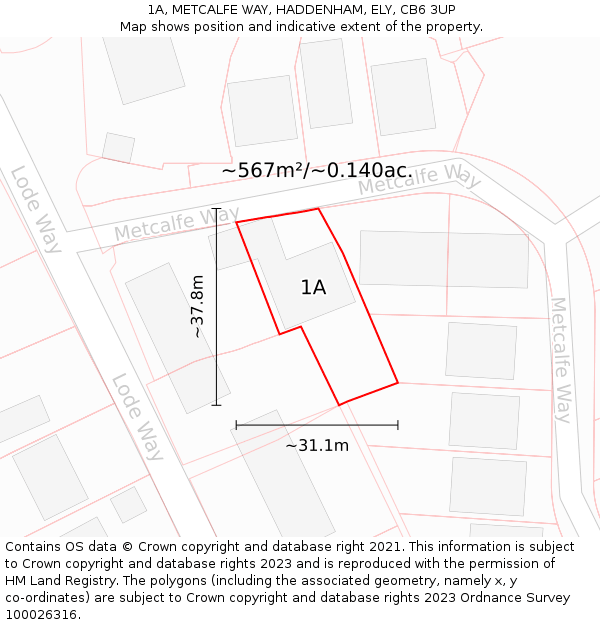 1A, METCALFE WAY, HADDENHAM, ELY, CB6 3UP: Plot and title map