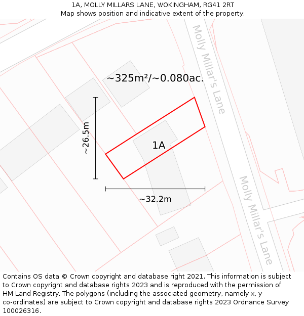 1A, MOLLY MILLARS LANE, WOKINGHAM, RG41 2RT: Plot and title map