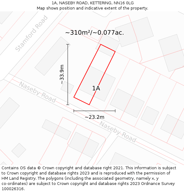 1A, NASEBY ROAD, KETTERING, NN16 0LG: Plot and title map