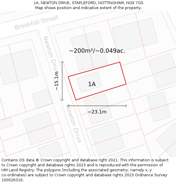 1A, NEWTON DRIVE, STAPLEFORD, NOTTINGHAM, NG9 7GS: Plot and title map