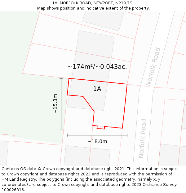 1A, NORFOLK ROAD, NEWPORT, NP19 7SL: Plot and title map