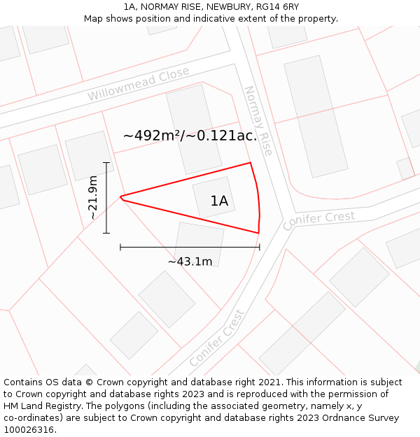 1A, NORMAY RISE, NEWBURY, RG14 6RY: Plot and title map