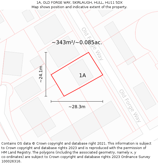 1A, OLD FORGE WAY, SKIRLAUGH, HULL, HU11 5DX: Plot and title map