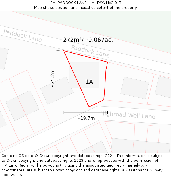 1A, PADDOCK LANE, HALIFAX, HX2 0LB: Plot and title map