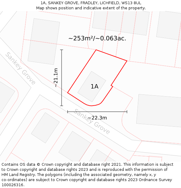 1A, SANKEY GROVE, FRADLEY, LICHFIELD, WS13 8UL: Plot and title map