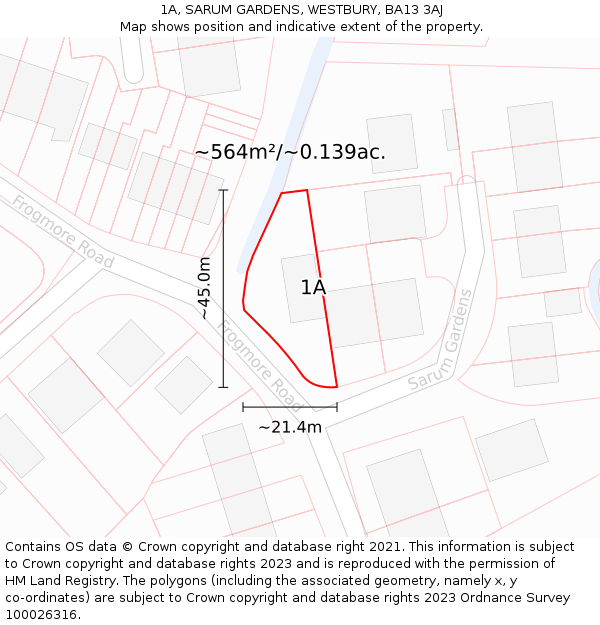 1A, SARUM GARDENS, WESTBURY, BA13 3AJ: Plot and title map