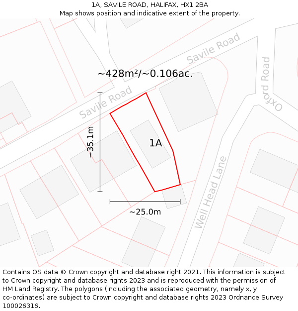 1A, SAVILE ROAD, HALIFAX, HX1 2BA: Plot and title map