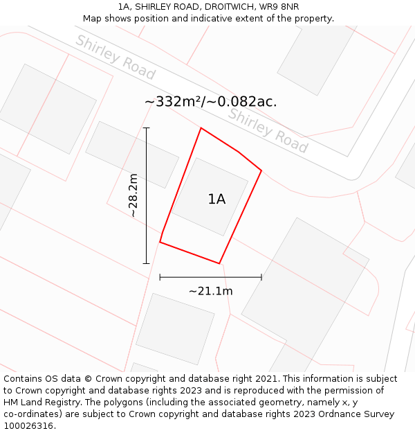1A, SHIRLEY ROAD, DROITWICH, WR9 8NR: Plot and title map