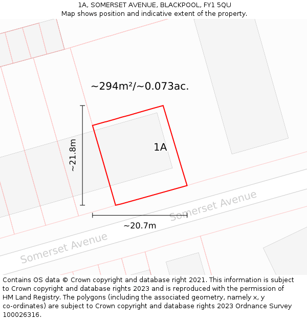 1A, SOMERSET AVENUE, BLACKPOOL, FY1 5QU: Plot and title map