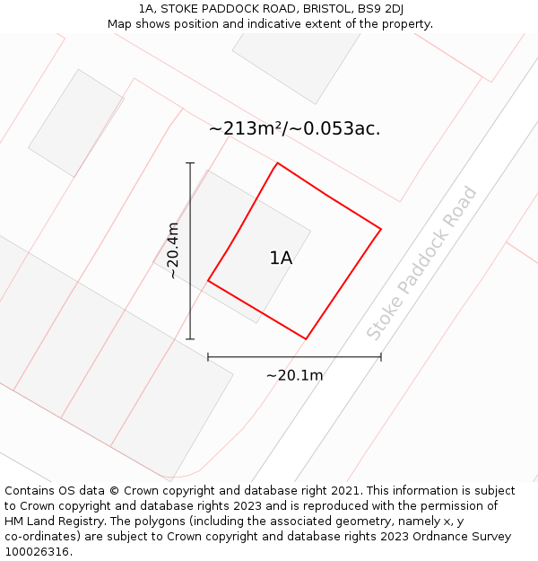 1A, STOKE PADDOCK ROAD, BRISTOL, BS9 2DJ: Plot and title map